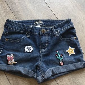 Girls Cowgirl theme Justice Jean shorts. Size 10
